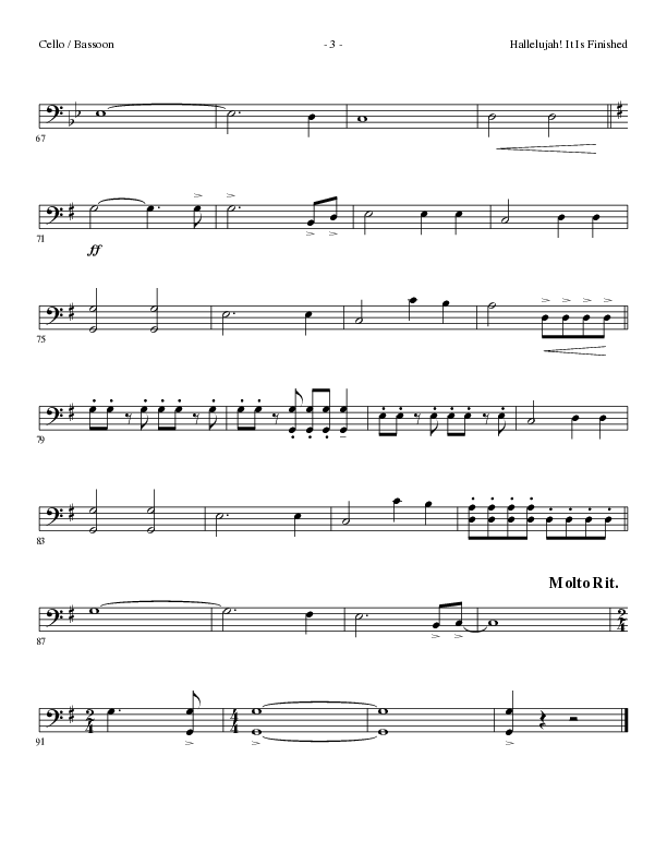 Hallelujah It Is Finished with O The Blood (Choral Anthem SATB) Cello (Lillenas Choral / Arr. Phil Nitz)