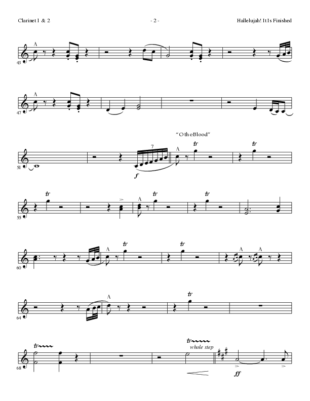 Hallelujah It Is Finished with O The Blood (Choral Anthem SATB) Clarinet 1/2 (Lillenas Choral / Arr. Phil Nitz)