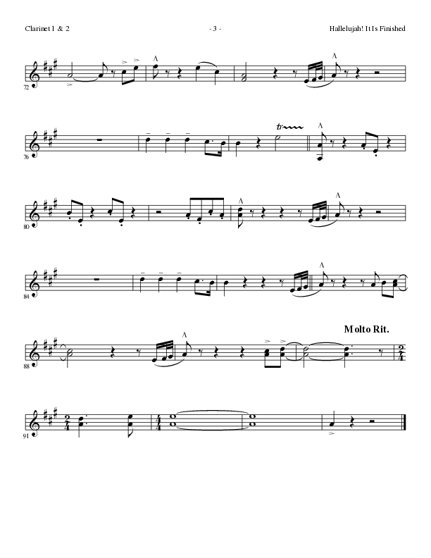 Hallelujah It Is Finished with O The Blood (Choral Anthem SATB) Clarinet 1/2 (Lillenas Choral / Arr. Phil Nitz)