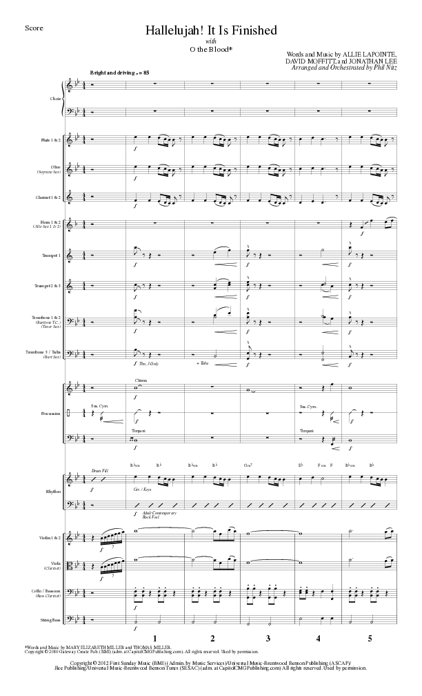 Hallelujah It Is Finished with O The Blood (Choral Anthem SATB) Orchestration (Lillenas Choral / Arr. Phil Nitz)