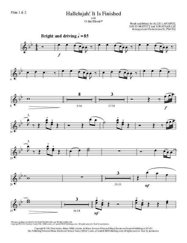 Hallelujah It Is Finished with O The Blood (Choral Anthem SATB) Flute 1/2 (Lillenas Choral / Arr. Phil Nitz)