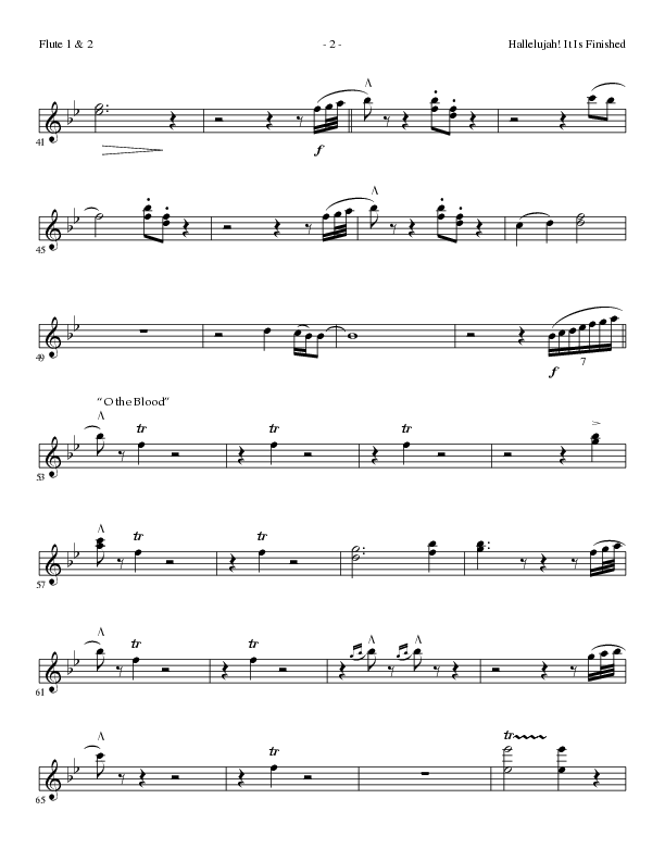 Hallelujah It Is Finished with O The Blood (Choral Anthem SATB) Flute 1/2 (Lillenas Choral / Arr. Phil Nitz)