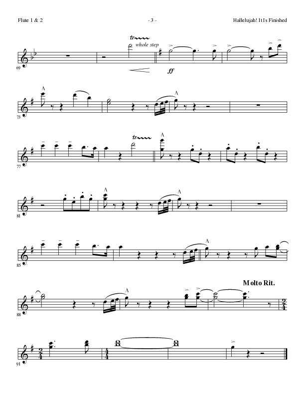 Hallelujah It Is Finished with O The Blood (Choral Anthem SATB) Flute 1/2 (Lillenas Choral / Arr. Phil Nitz)