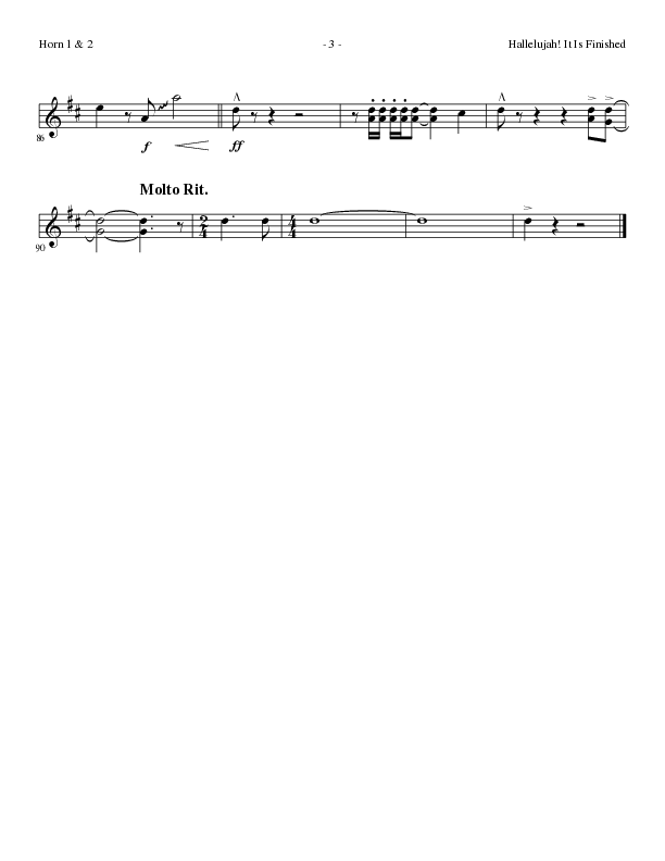 Hallelujah It Is Finished with O The Blood (Choral Anthem SATB) French Horn 1/2 (Lillenas Choral / Arr. Phil Nitz)