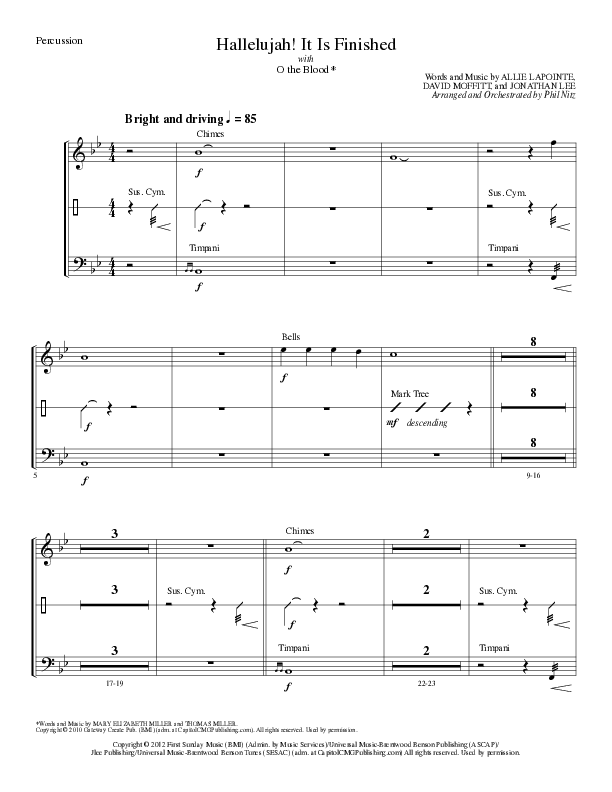Hallelujah It Is Finished with O The Blood (Choral Anthem SATB) Percussion (Lillenas Choral / Arr. Phil Nitz)