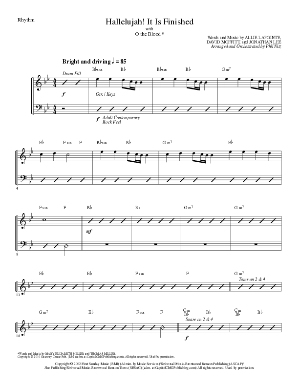 Hallelujah It Is Finished with O The Blood (Choral Anthem SATB) Rhythm Chart (Lillenas Choral / Arr. Phil Nitz)