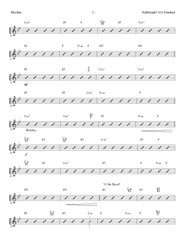Hallelujah It Is Finished with O The Blood (Choral Anthem SATB) Rhythm Chart (Lillenas Choral / Arr. Phil Nitz)
