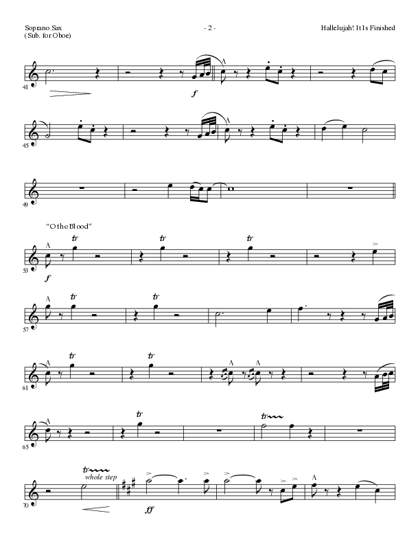 Hallelujah It Is Finished with O The Blood (Choral Anthem SATB) Soprano Sax (Lillenas Choral / Arr. Phil Nitz)