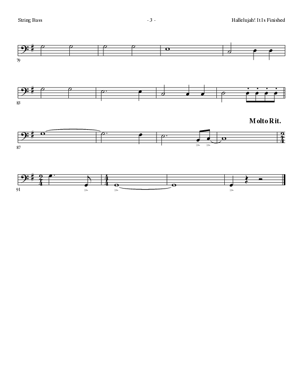 Hallelujah It Is Finished with O The Blood (Choral Anthem SATB) String Bass (Lillenas Choral / Arr. Phil Nitz)