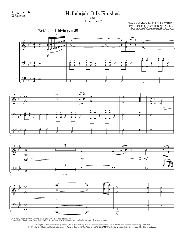 Hallelujah It Is Finished with O The Blood (Choral Anthem SATB) String Reduction (Lillenas Choral / Arr. Phil Nitz)