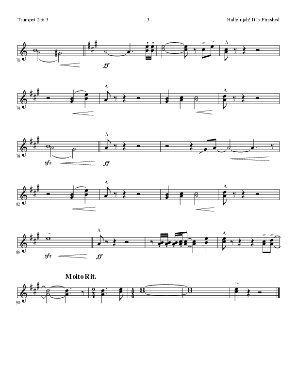 Hallelujah It Is Finished with O The Blood (Choral Anthem SATB) Trumpet 2/3 (Lillenas Choral / Arr. Phil Nitz)