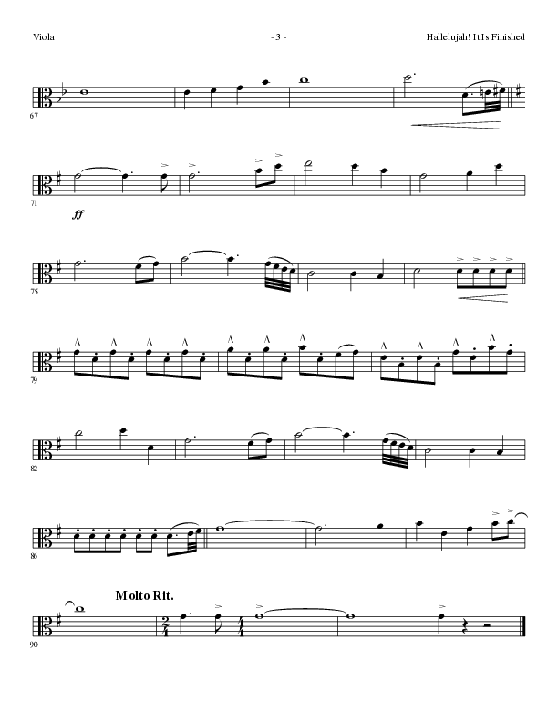Hallelujah It Is Finished with O The Blood (Choral Anthem SATB) Viola (Lillenas Choral / Arr. Phil Nitz)