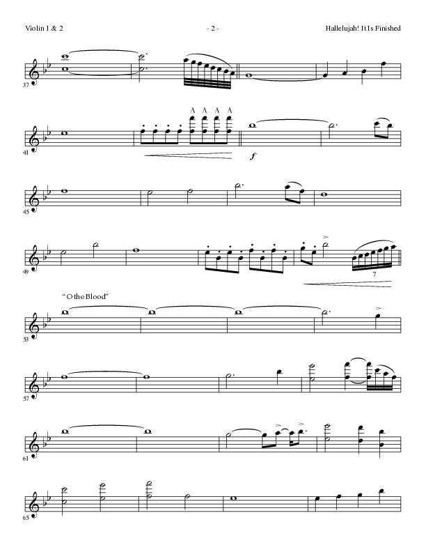 Hallelujah It Is Finished with O The Blood (Choral Anthem SATB) Violin 1/2 (Lillenas Choral / Arr. Phil Nitz)