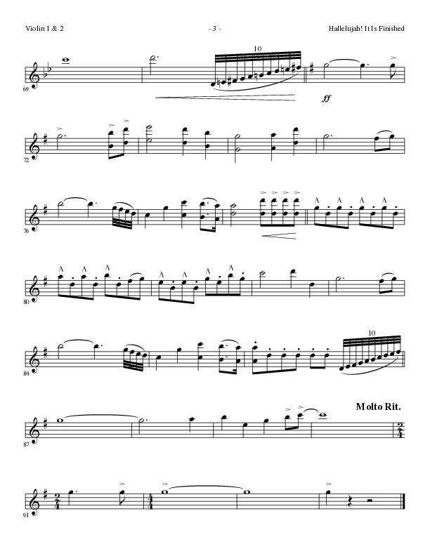 Hallelujah It Is Finished with O The Blood (Choral Anthem SATB) Violin 1/2 (Lillenas Choral / Arr. Phil Nitz)