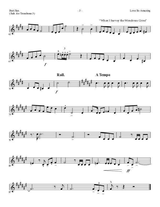Love So Amazing (Choral Anthem SATB) Bari Sax (Lillenas Choral / Arr. Marty Parks)