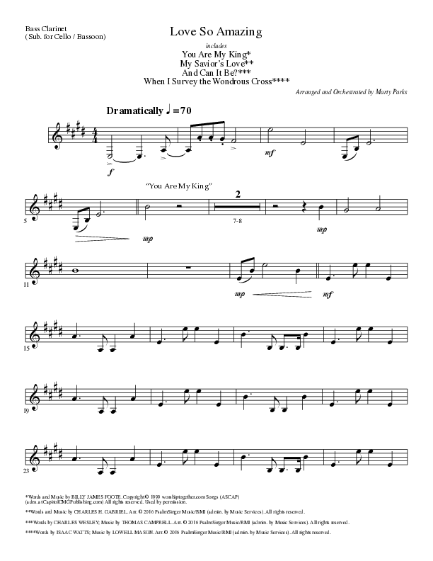 Love So Amazing (Choral Anthem SATB) Bass Clarinet (Lillenas Choral / Arr. Marty Parks)
