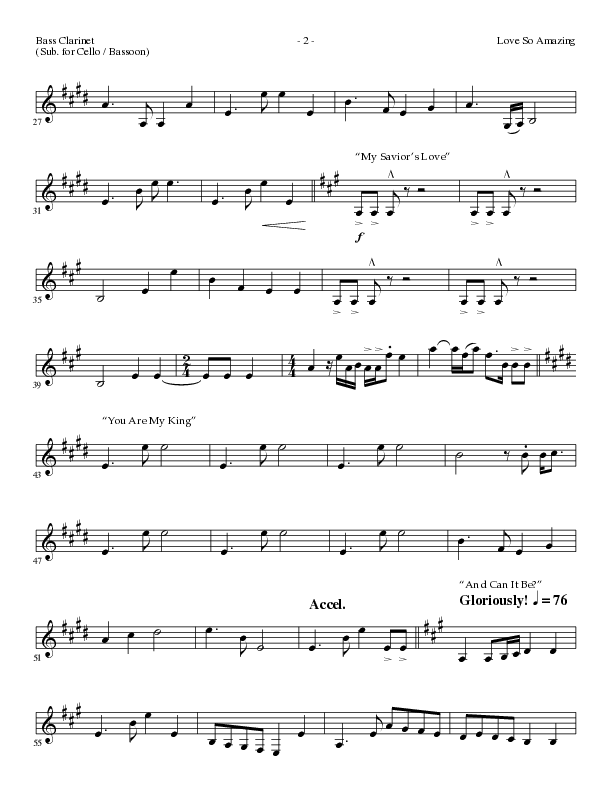 Love So Amazing (Choral Anthem SATB) Bass Clarinet (Lillenas Choral / Arr. Marty Parks)