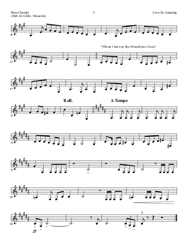 Love So Amazing (Choral Anthem SATB) Bass Clarinet (Lillenas Choral / Arr. Marty Parks)
