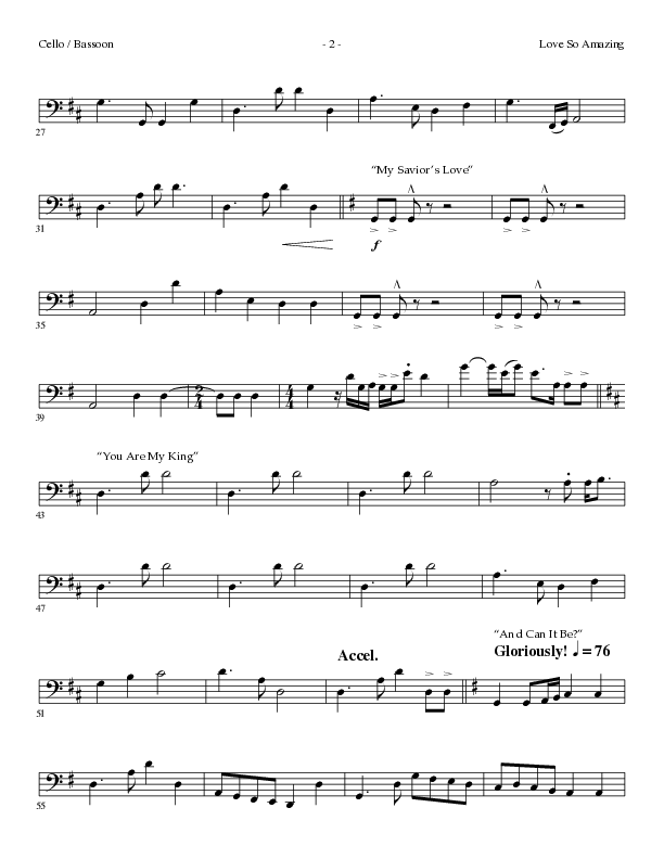 Love So Amazing (Choral Anthem SATB) Cello (Lillenas Choral / Arr. Marty Parks)