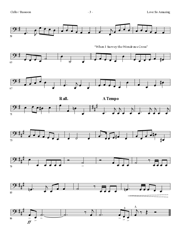 Love So Amazing (Choral Anthem SATB) Cello (Lillenas Choral / Arr. Marty Parks)