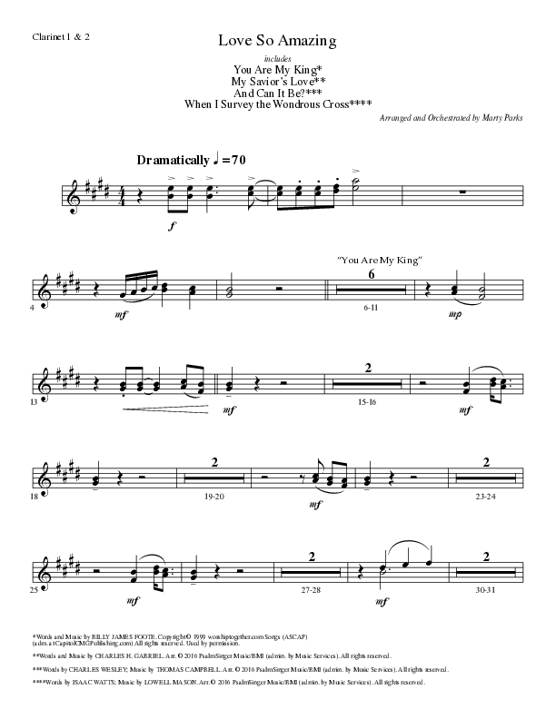Love So Amazing (Choral Anthem SATB) Clarinet 1/2 (Lillenas Choral / Arr. Marty Parks)