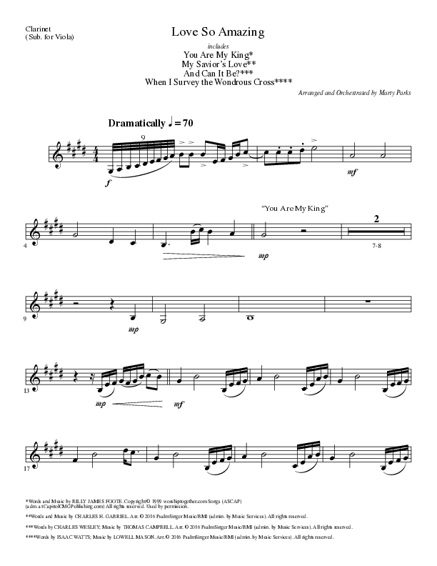 Love So Amazing (Choral Anthem SATB) Clarinet (Lillenas Choral / Arr. Marty Parks)