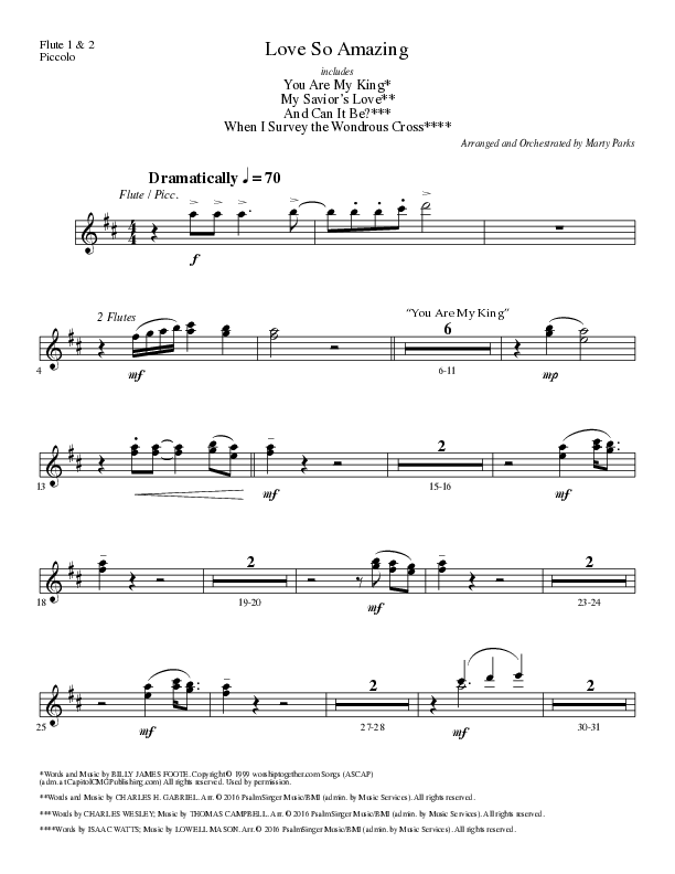 Love So Amazing (Choral Anthem SATB) Flute/Piccolo (Lillenas Choral / Arr. Marty Parks)