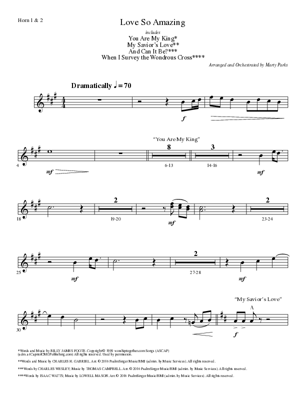 Love So Amazing (Choral Anthem SATB) French Horn 1/2 (Lillenas Choral / Arr. Marty Parks)