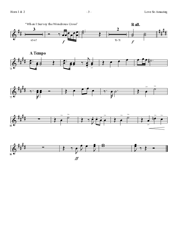 Love So Amazing (Choral Anthem SATB) French Horn 1/2 (Lillenas Choral / Arr. Marty Parks)