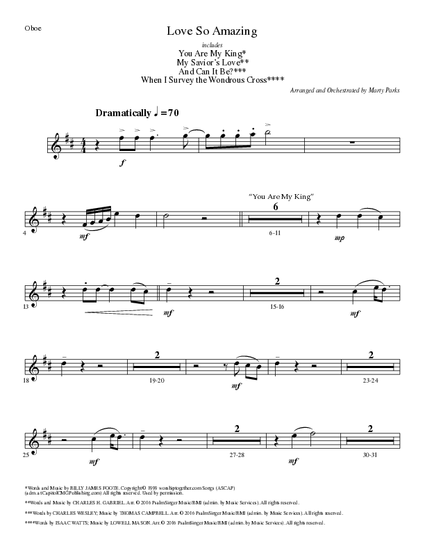 Love So Amazing (Choral Anthem SATB) Oboe (Lillenas Choral / Arr. Marty Parks)