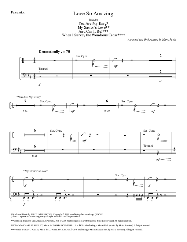 Love So Amazing (Choral Anthem SATB) Percussion (Lillenas Choral / Arr. Marty Parks)