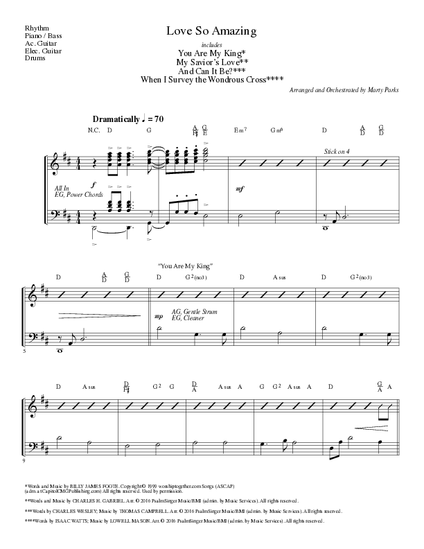Love So Amazing (Choral Anthem SATB) Rhythm Chart (Lillenas Choral / Arr. Marty Parks)