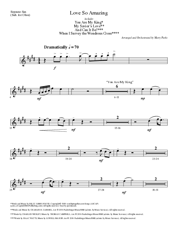 Love So Amazing (Choral Anthem SATB) Soprano Sax (Lillenas Choral / Arr. Marty Parks)