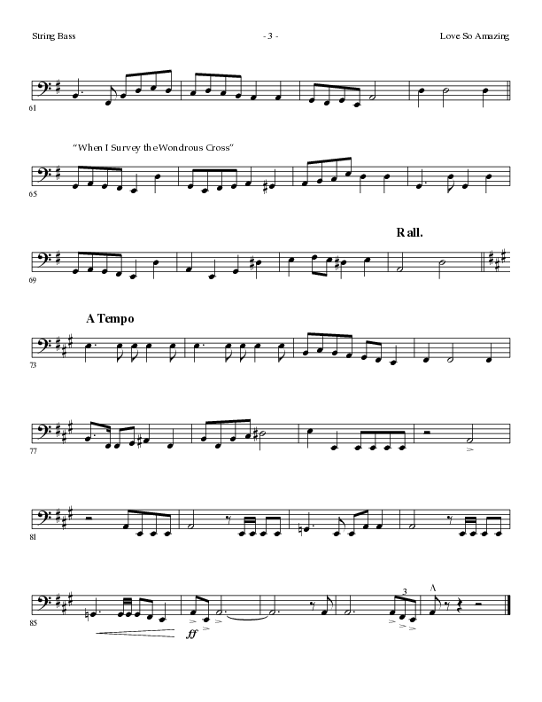 Love So Amazing (Choral Anthem SATB) String Bass (Lillenas Choral / Arr. Marty Parks)
