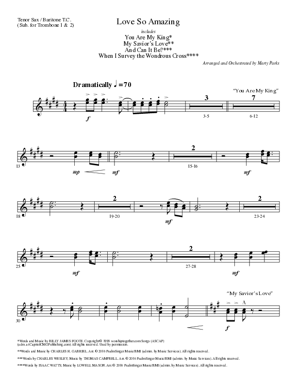 Love So Amazing (Choral Anthem SATB) Tenor Sax/Baritone T.C. (Lillenas Choral / Arr. Marty Parks)