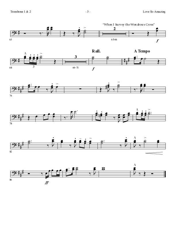 Love So Amazing (Choral Anthem SATB) Trombone 1/2 (Lillenas Choral / Arr. Marty Parks)