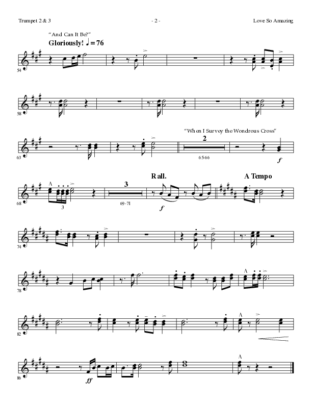 Love So Amazing (Choral Anthem SATB) Trumpet 2/3 (Lillenas Choral / Arr. Marty Parks)