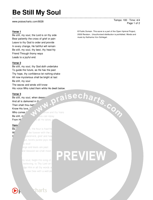 Be Still My Soul Lyrics (Traditional Hymn)