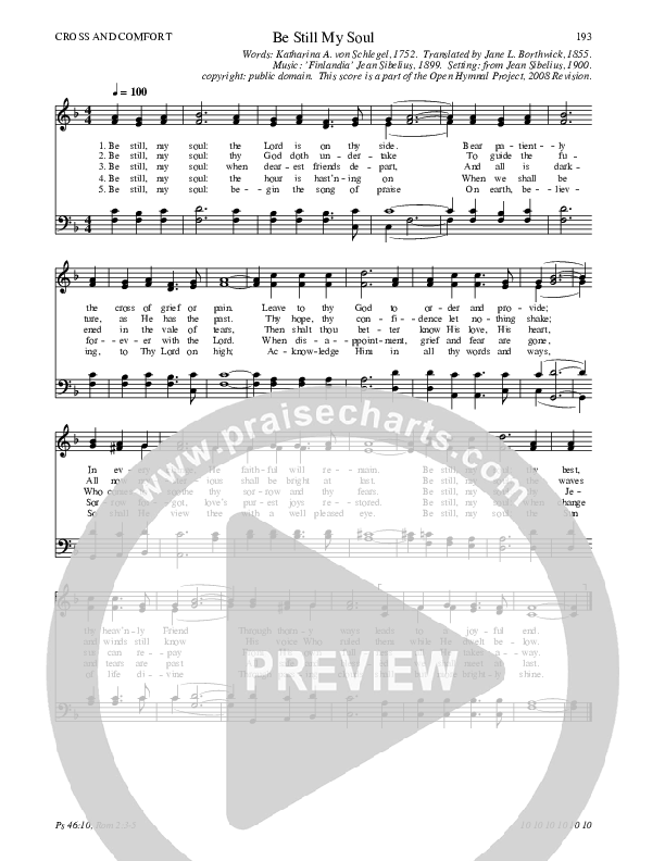 Be Still My Soul Hymn Sheet (SATB) (Traditional Hymn)