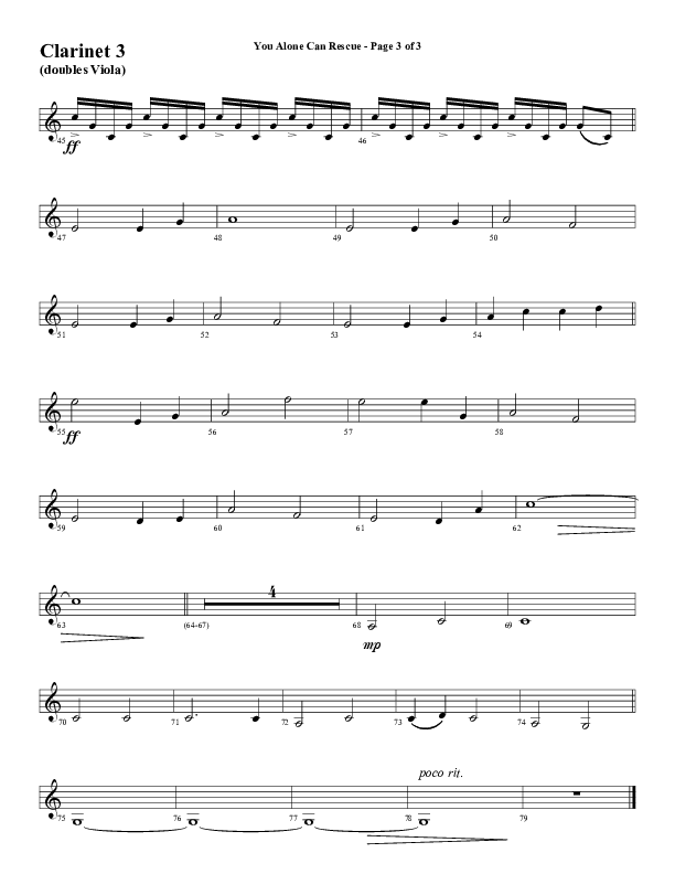 You Alone Can Rescue (Choral Anthem SATB) Clarinet 3 (Word Music Choral / Arr. Gary Rhodes)