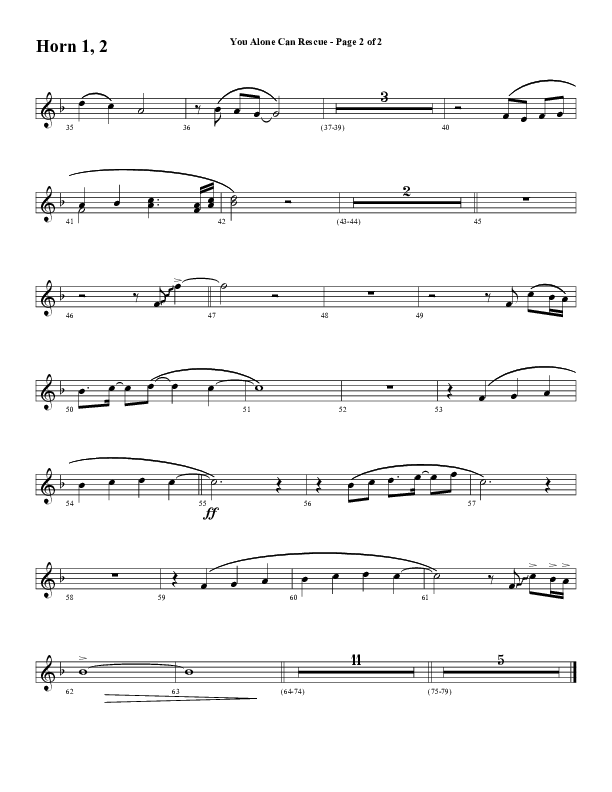 You Alone Can Rescue (Choral Anthem SATB) French Horn 1/2 (Word Music Choral / Arr. Gary Rhodes)