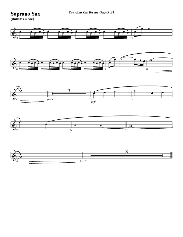 You Alone Can Rescue (Choral Anthem SATB) Soprano Sax (Word Music Choral / Arr. Gary Rhodes)