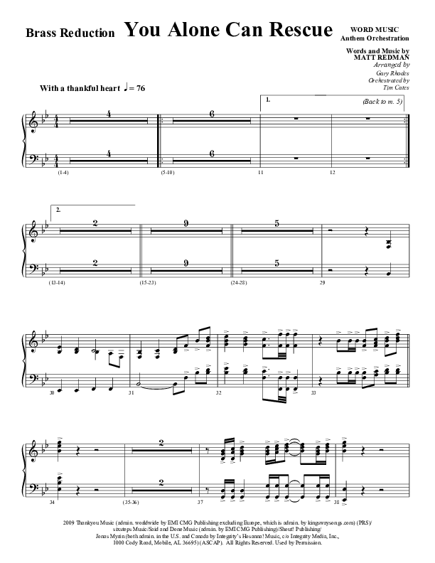 You Alone Can Rescue (Choral Anthem SATB) Synth Brass (Word Music Choral / Arr. Gary Rhodes)