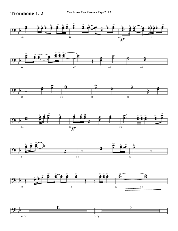 You Alone Can Rescue (Choral Anthem SATB) Trombone 1/2 (Word Music Choral / Arr. Gary Rhodes)