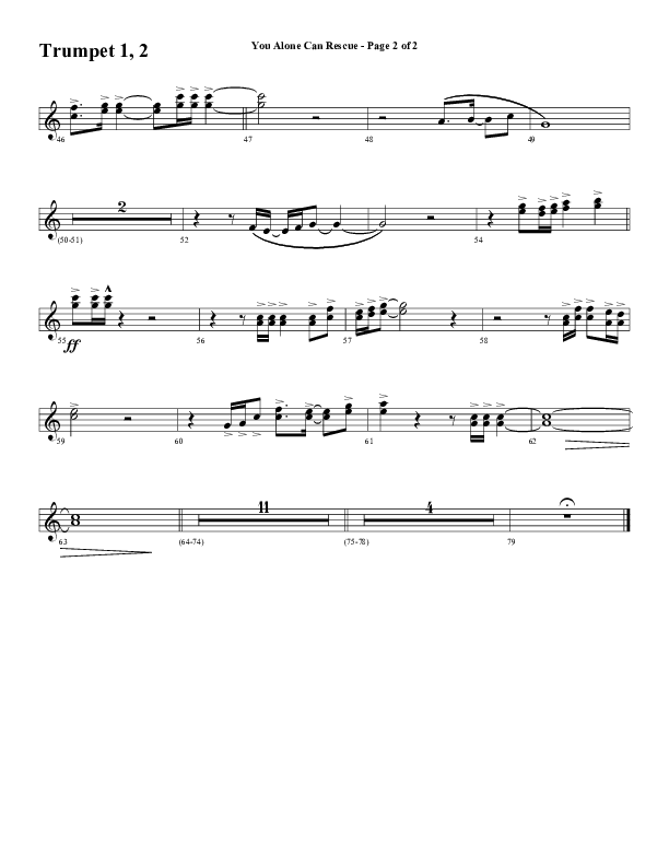 You Alone Can Rescue (Choral Anthem SATB) Trumpet 1,2 (Word Music Choral / Arr. Gary Rhodes)