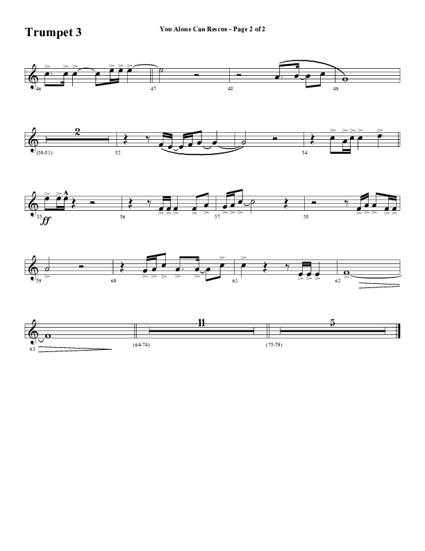 You Alone Can Rescue (Choral Anthem SATB) Trumpet 3 (Word Music Choral / Arr. Gary Rhodes)