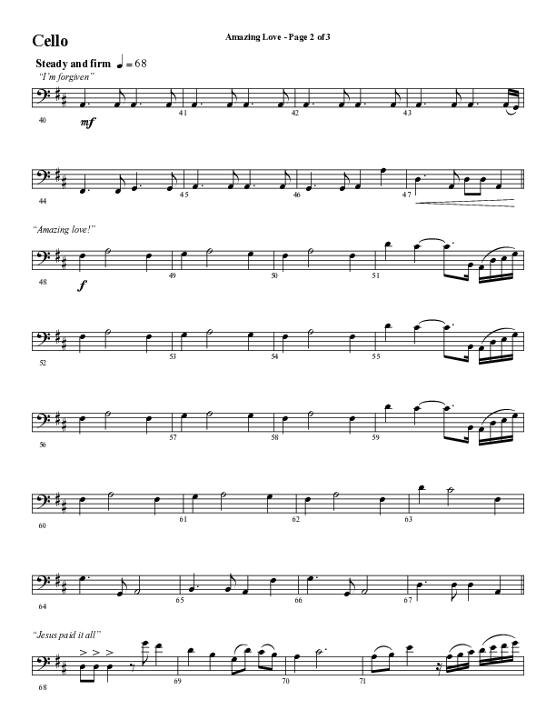 Amazing Love Medley (Choral Anthem SATB) Cello (Word Music Choral / Arr. Marty Parks)