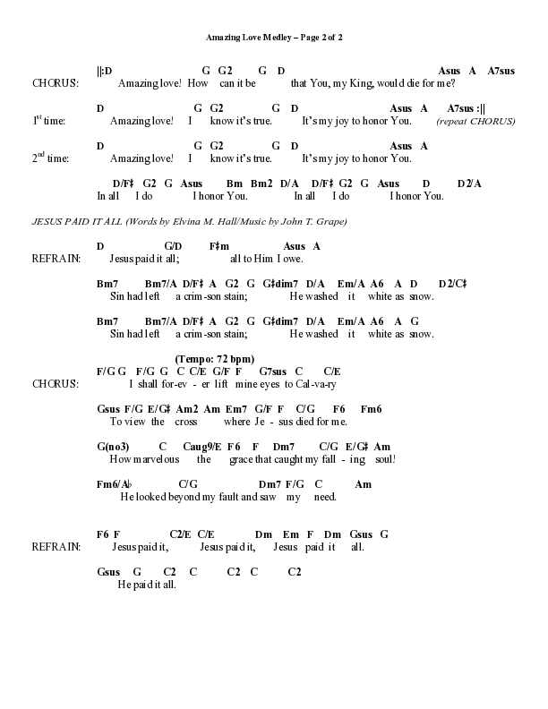 Amazing Love Medley (Choral Anthem SATB) Chord Chart (Word Music Choral / Arr. Marty Parks)