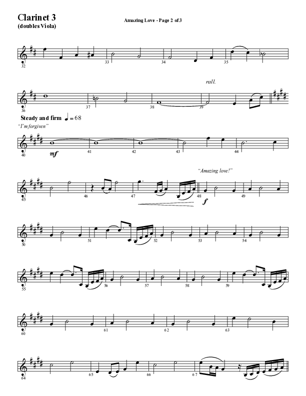 Amazing Love Medley (Choral Anthem SATB) Clarinet 3 (Word Music Choral / Arr. Marty Parks)