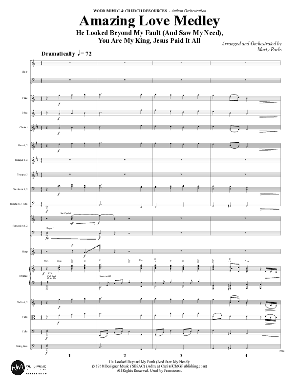 Amazing Love Medley (Choral Anthem SATB) Orchestration (Word Music Choral / Arr. Marty Parks)